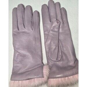 Purple Leather Gloves with Cashmere Lining sz 6 1/2